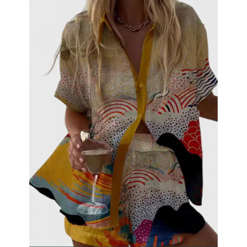 Women's Digital Print Two-Piece Summer Outfit Set