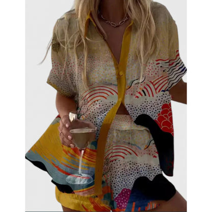 Women's Digital Print Two-Piece Summer Outfit Set