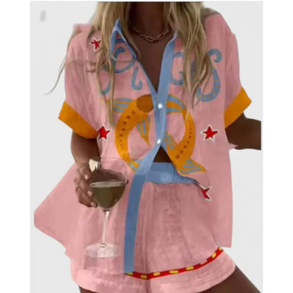 Women's Digital Print Two-Piece Summer Outfit Set