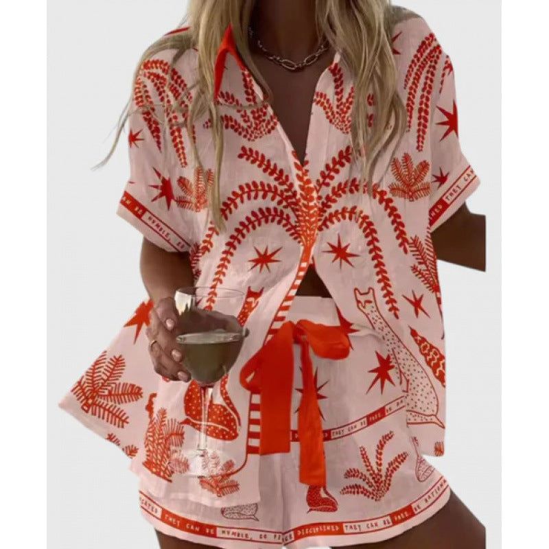 Women's Digital Print Two-Piece Summer Outfit Set