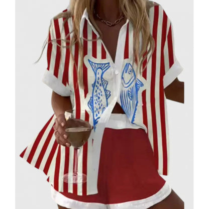 Women's Digital Print Two-Piece Summer Outfit Set