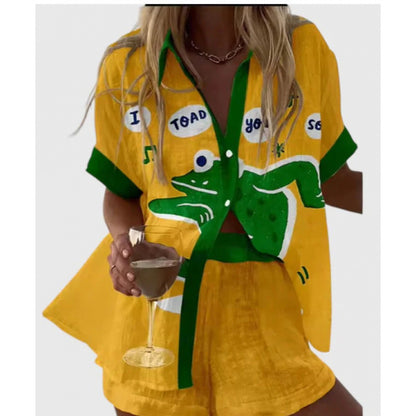 Women's Digital Print Two-Piece Summer Outfit Set