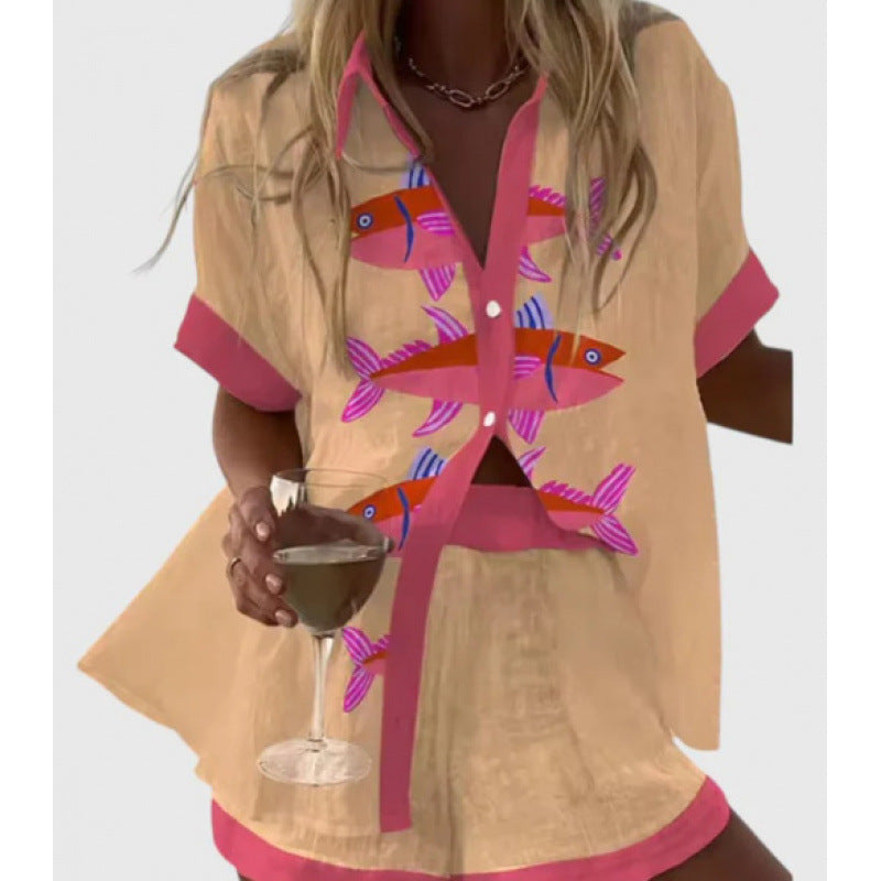Women's Digital Print Two-Piece Summer Outfit Set