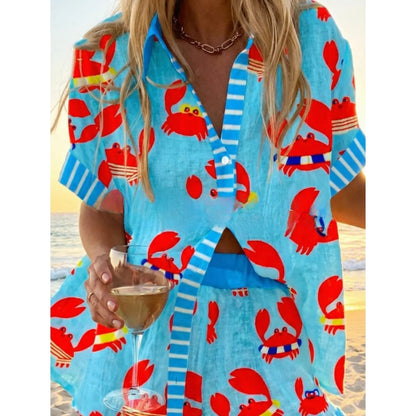 Women's Digital Print Two-Piece Summer Outfit Set