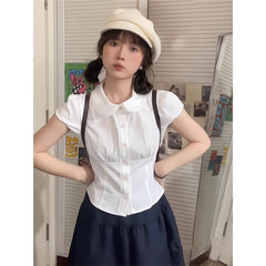 Single piece-white short-sleeved shirt