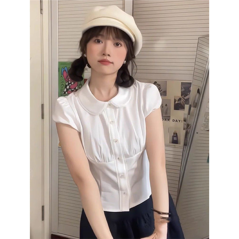 Women's Doll Collar Short Sleeve Shirt