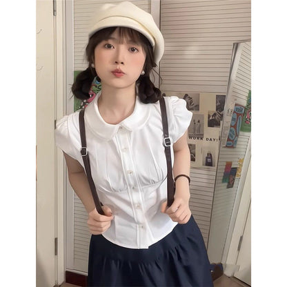 Women's Doll Collar Short Sleeve Shirt