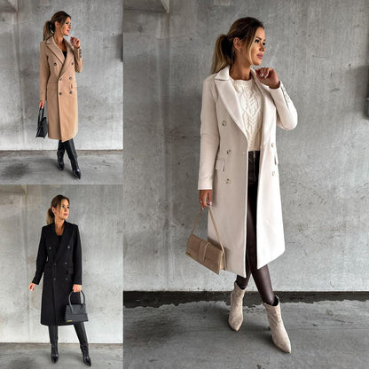 Women's Double-Breasted Woolen Coat