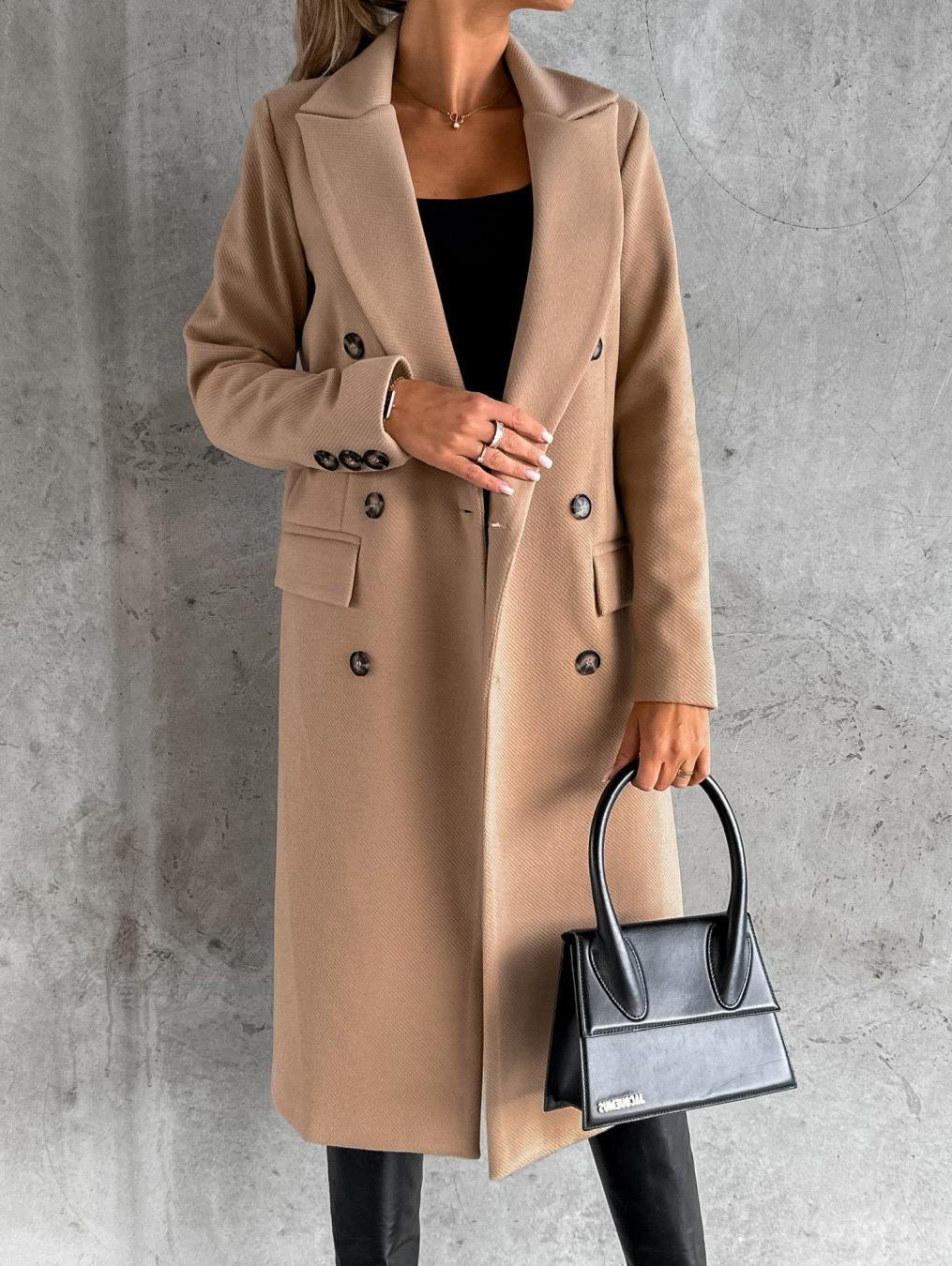 Women's Double-Breasted Woolen Coat