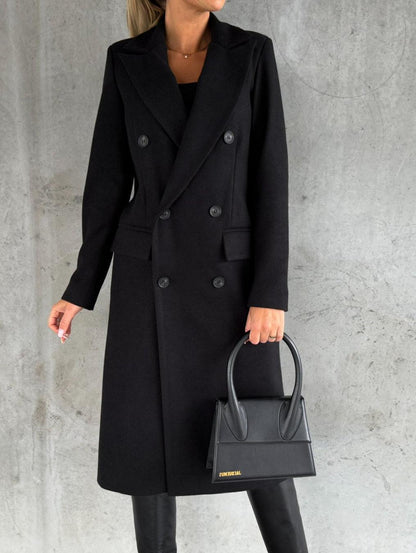Women's Double-Breasted Woolen Coat