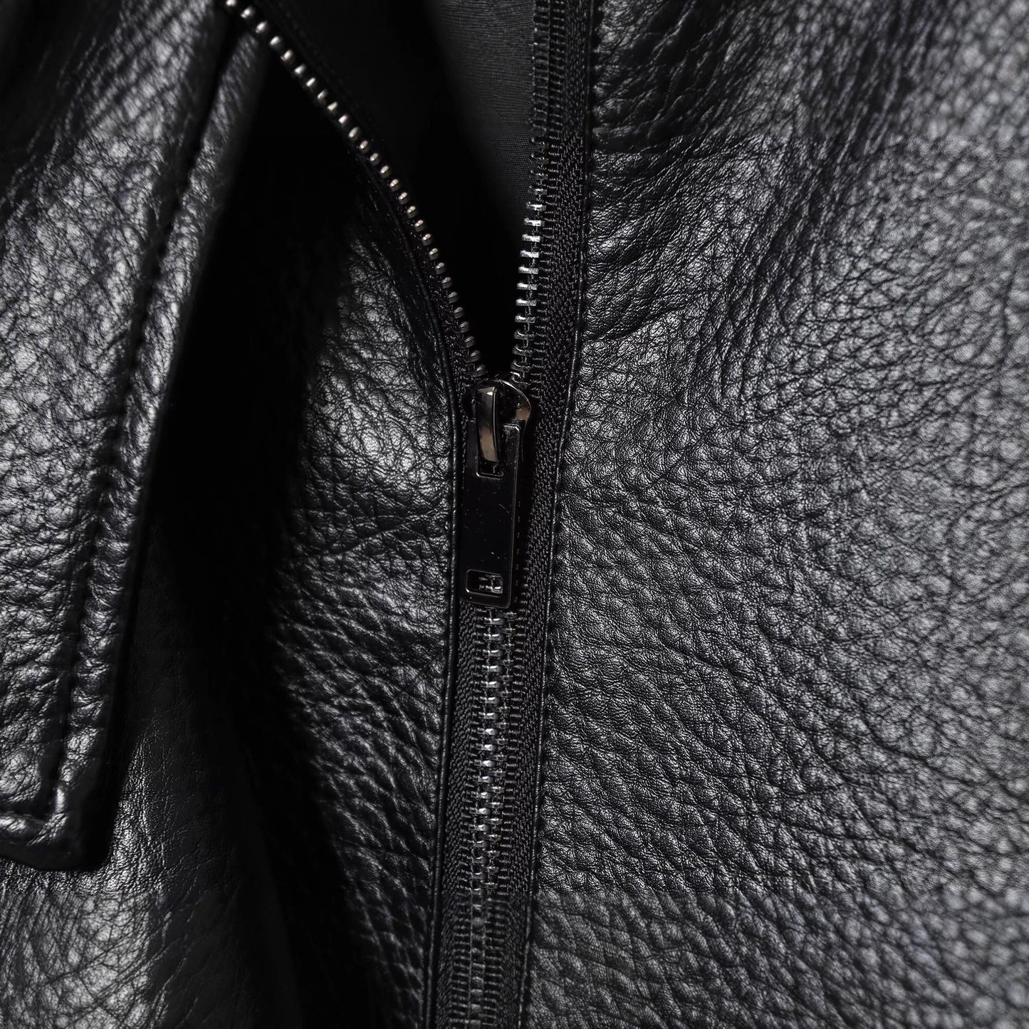 Women's Double Collar Pebbled Faux Leather Jacket