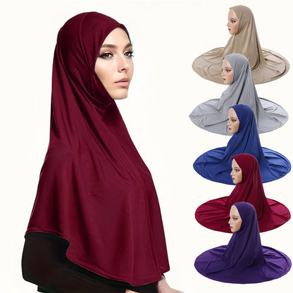 Women's Double-Layer Stretch Cotton Headscarf, Arabian Style Head Cover