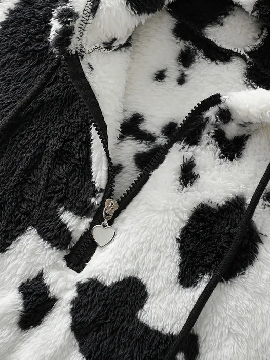 Women's Double-Sided Fleece Hooded Jacket with Pockets