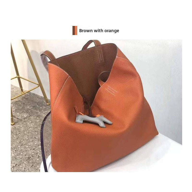 Women's Double-Sided Genuine Leather Tote Bag
