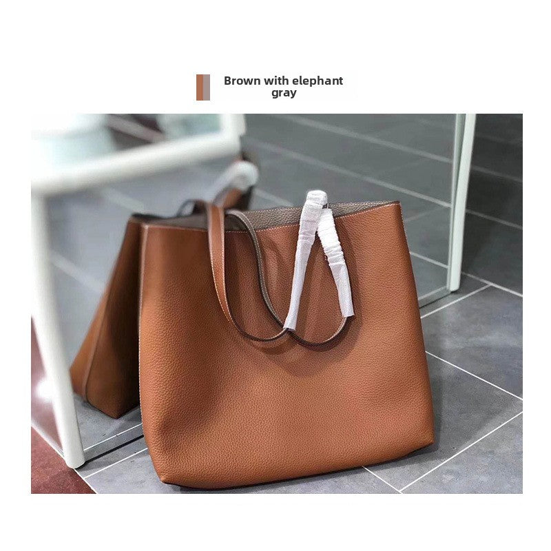 Women's Double-Sided Genuine Leather Tote Bag