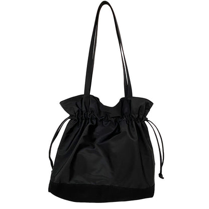 Women's Drawstring Pleated Nylon Shoulder Bag