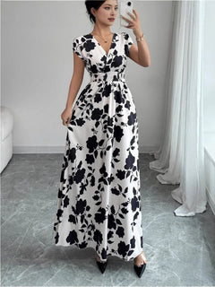 White Base Black Floral