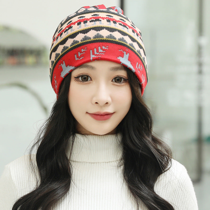 Women's Dual-Use Acrylic Neck Warmer Hat