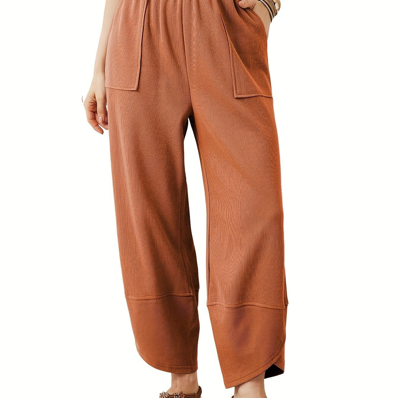Women's Elastic Waist Wide Leg Palazzo Harem Pants Casual