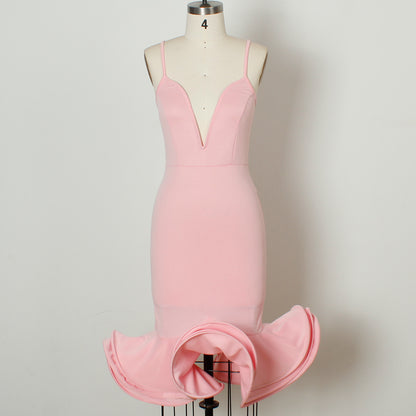 Women's Elegant Deep V-Neck Bodycon Mermaid Party Dress