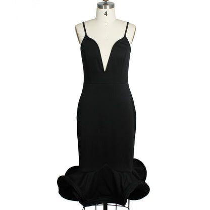 Women's Elegant Deep V-Neck Bodycon Mermaid Party Dress