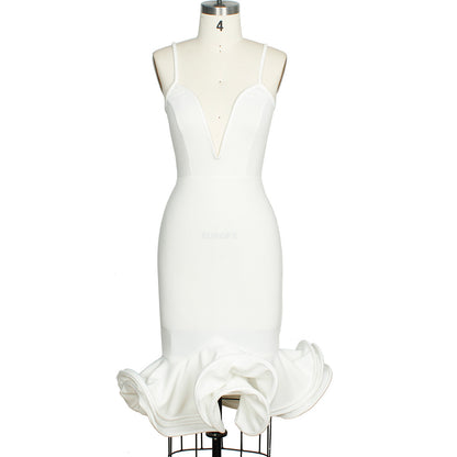 Women's Elegant Deep V-Neck Bodycon Mermaid Party Dress