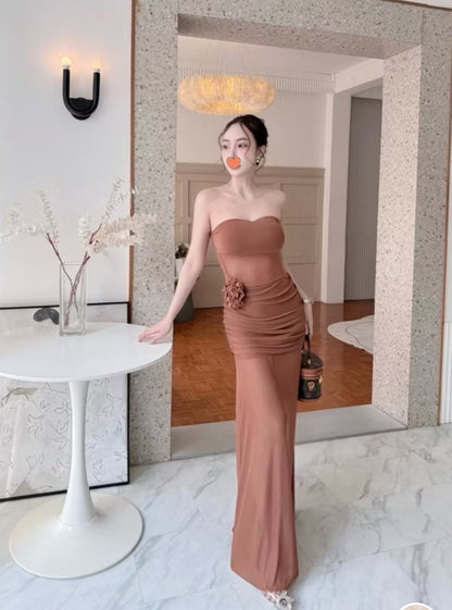 Women's Elegant Mesh Fairy Tube Dress with Floral Print