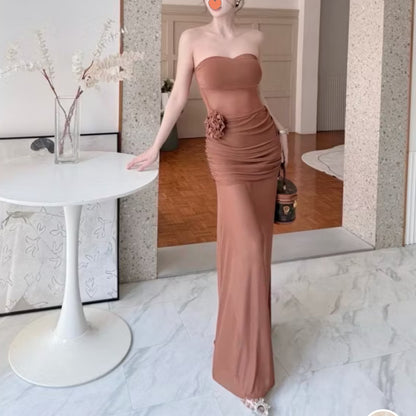 Women's Elegant Mesh Fairy Tube Dress with Floral Print