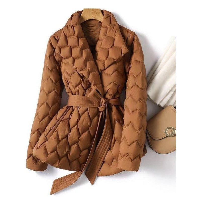 Women's Elegant Waist-Cinching Cotton-Padded Jacket