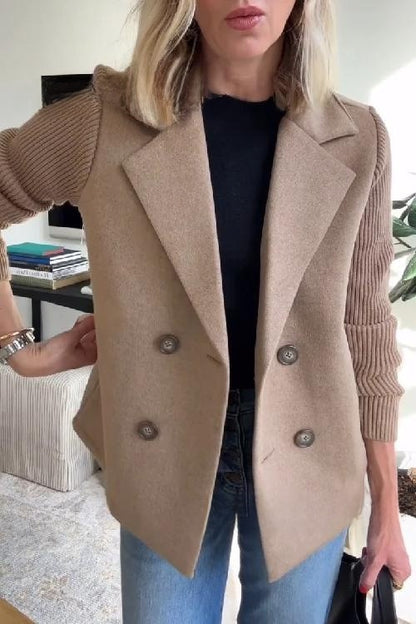 Women's Elegant Wool Stitching Coat