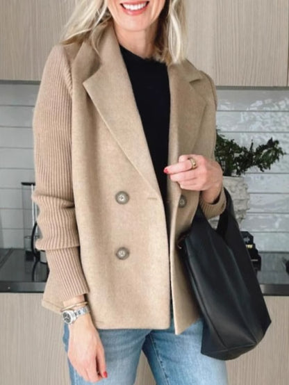 Women's Elegant Wool Stitching Coat