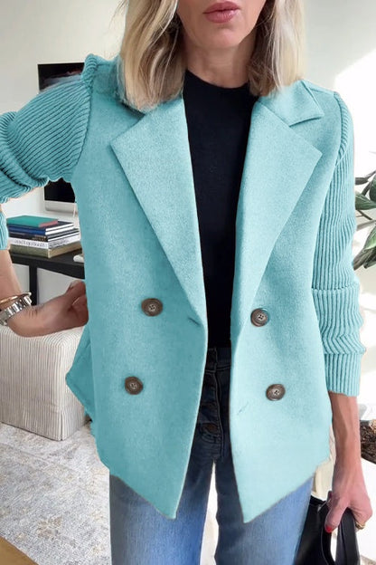 Women's Elegant Wool Stitching Coat