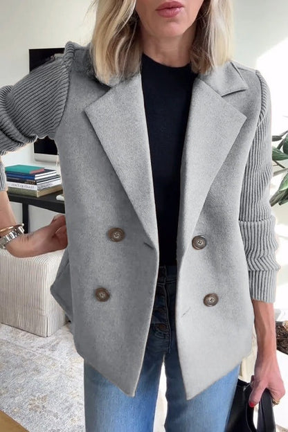 Women's Elegant Wool Stitching Coat