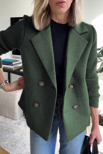 Women's Elegant Wool Stitching Coat