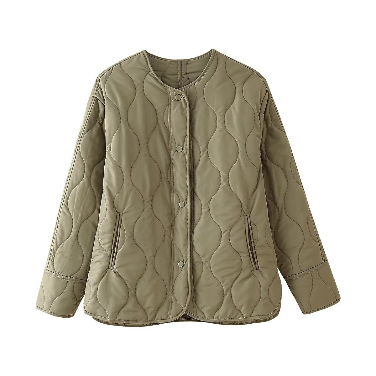 Women's Embroidered Lattice Loose Fit Cotton-Padded Coat