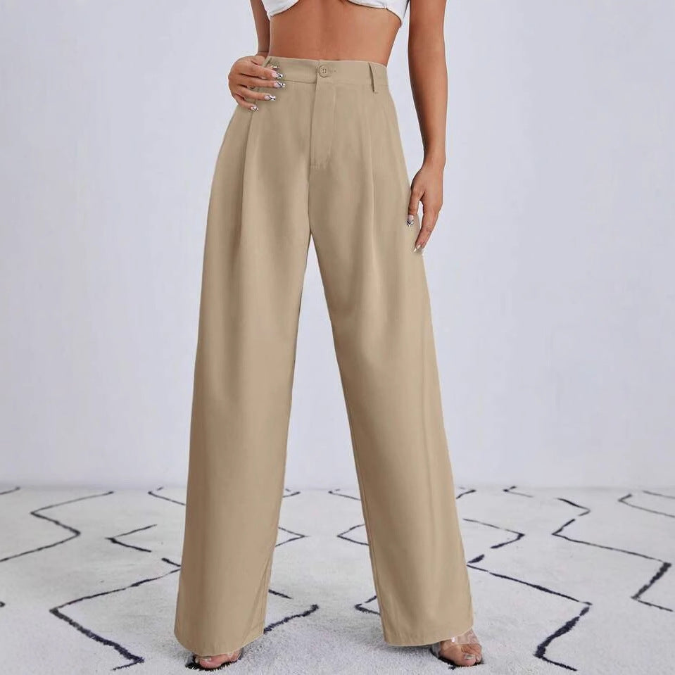 Women's European and American style high-waisted, sagging leg pants