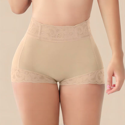 Women's European and American Tummy-Control High-Waisted Shapewear Briefs with Lace