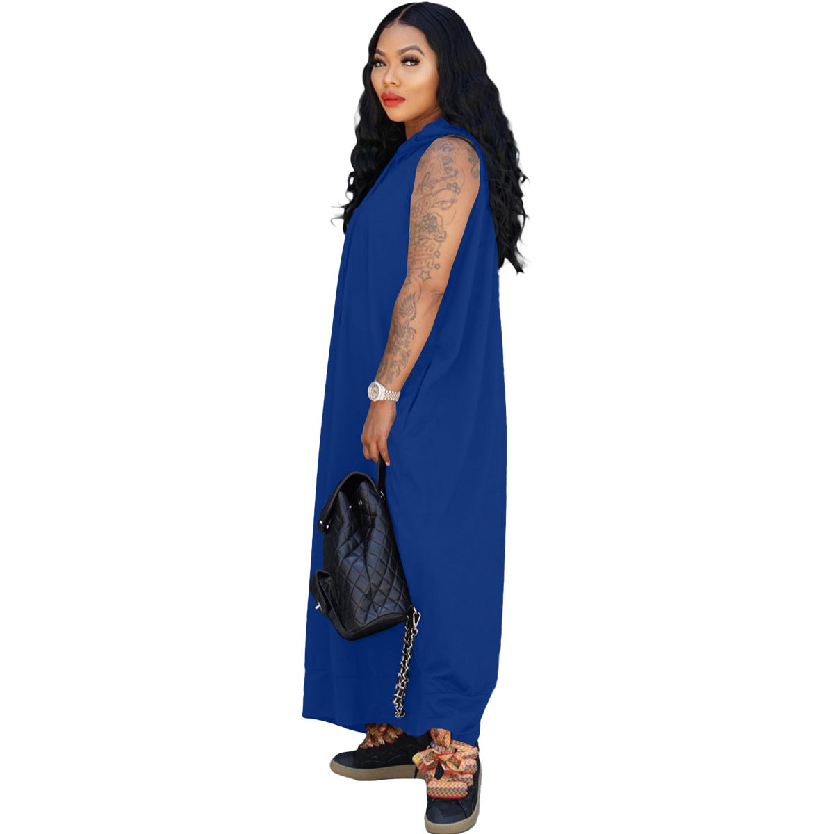 Women's Fashion Cape Sleeveless Pocket Loose Dress