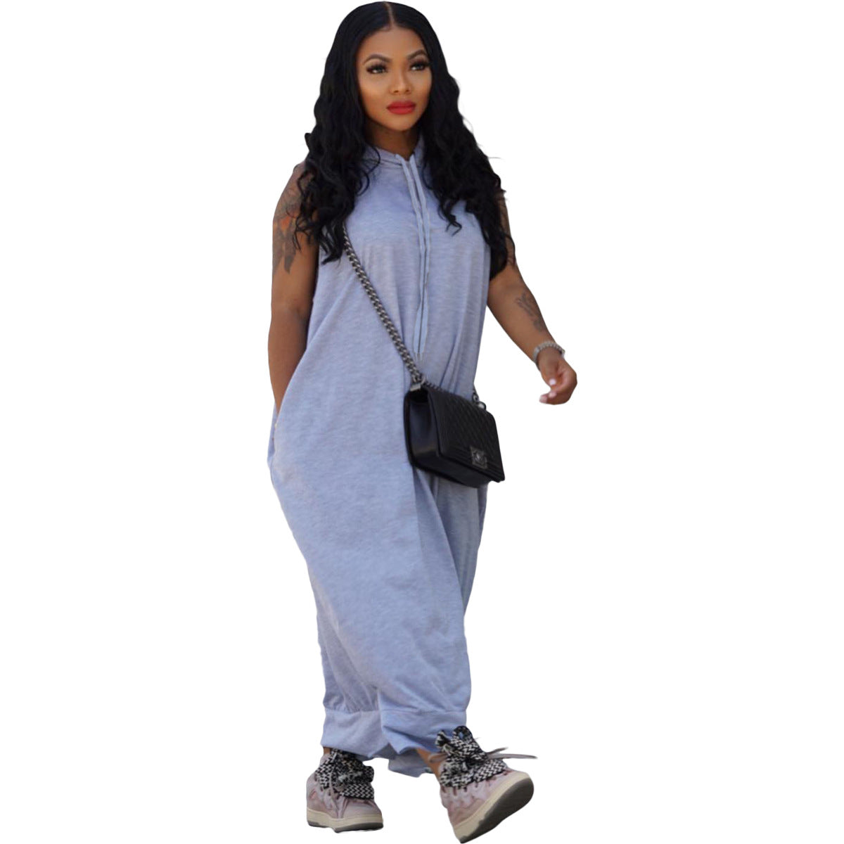 Women's Fashion Cape Sleeveless Pocket Loose Dress