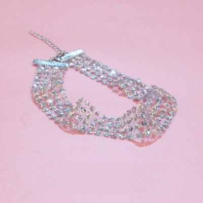 Women's Fashion Choker Necklace with Lace and Pendant