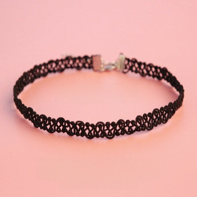 Women's Fashion Choker Necklace with Lace and Pendant