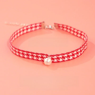 Women's Fashion Choker Necklace with Lace and Pendant