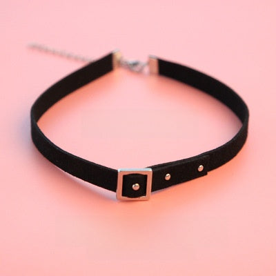 Women's Fashion Choker Necklace with Lace and Pendant
