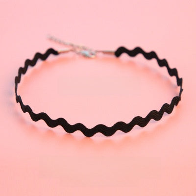 Women's Fashion Choker Necklace with Lace and Pendant