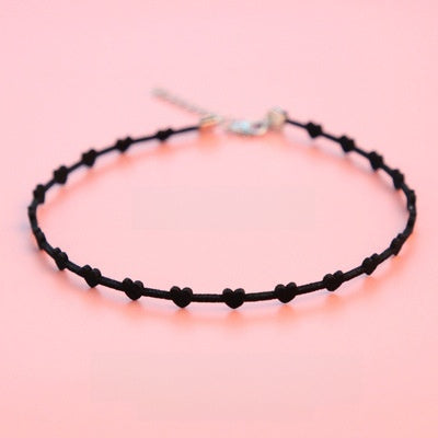 Women's Fashion Choker Necklace with Lace and Pendant
