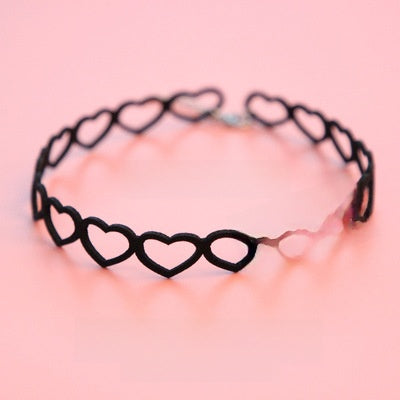 Women's Fashion Choker Necklace with Lace and Pendant