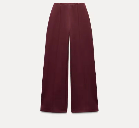 Women's Fashion Long-Sleeved Pleated Top and Wide-Leg Pants