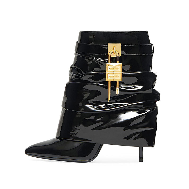 Women's Fashion Pointed Toe Short Boots with Metal Accents
