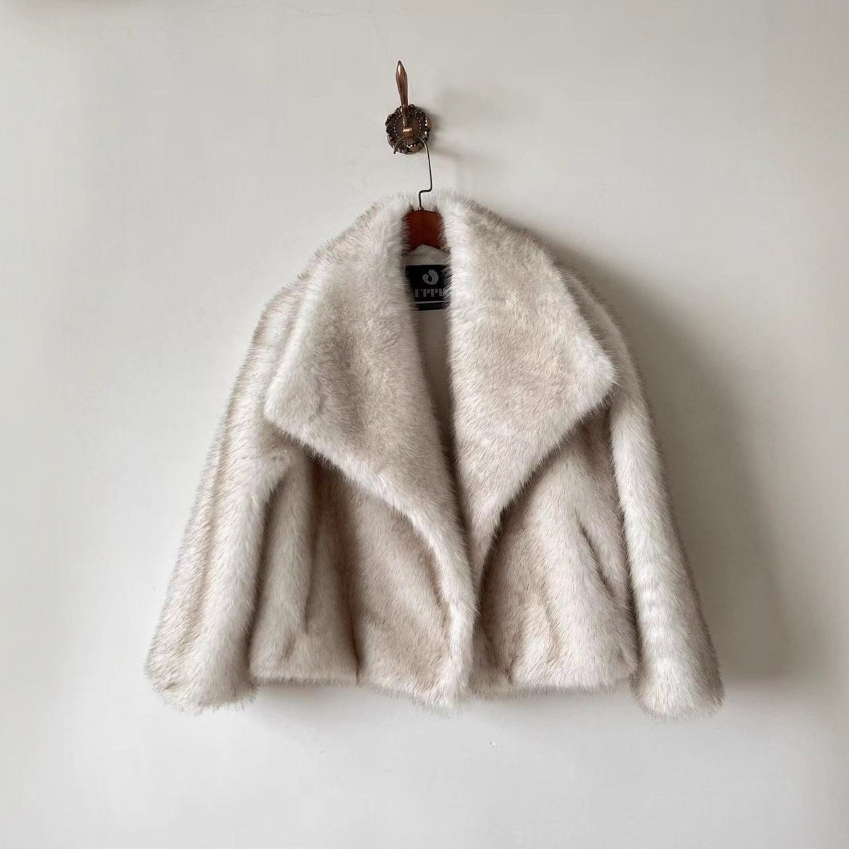 Women's Faux Fur Jacket with Large Lapel
