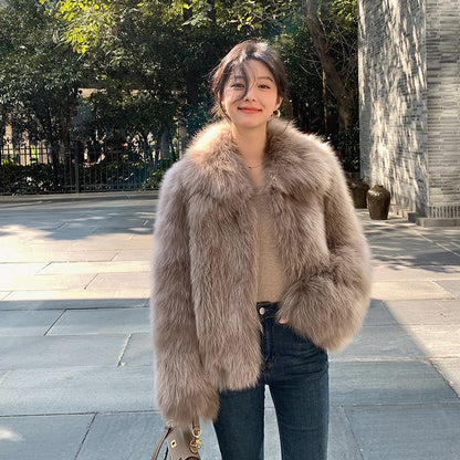 Women's Faux Fur Lapel Coat